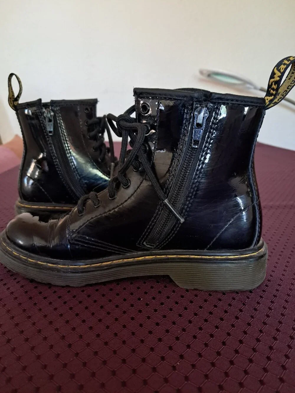 Patent Doc Marten Zip Up Laced Boots